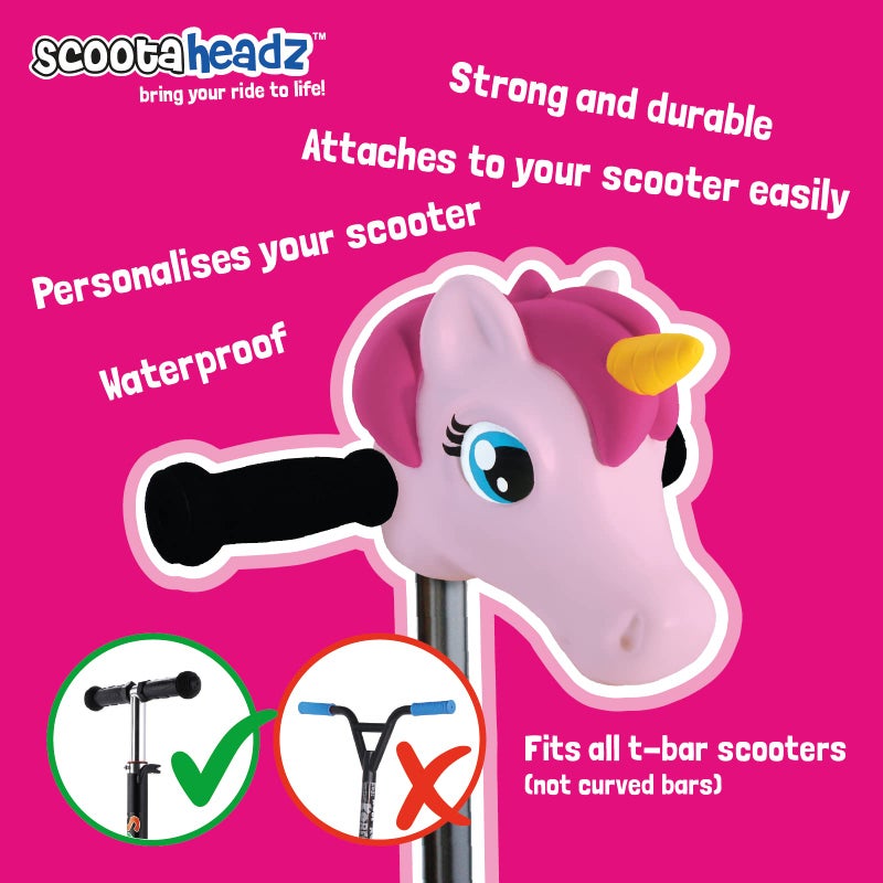 Scootaheadz - Unicorn for Scooter - Micro Kickboard Accessories - Unicorn Head for Children and Toddler Ages 3 and Up - Gift for Girls - Tool Free Installation - Pink Scooter Buddy - Image 4